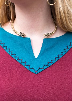 Wikingerkleid, weinrot/petrol