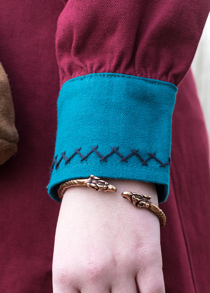 Wikingerkleid, weinrot/petrol