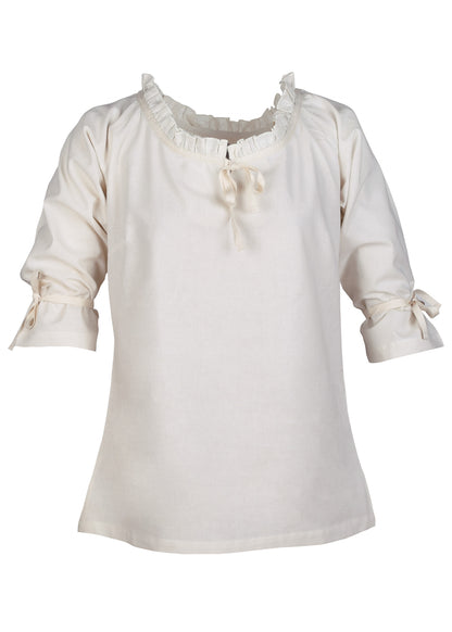 Mittelalter Bluse mit 3/4 Arm, natur