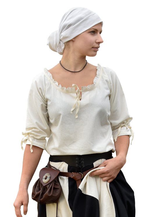 Mittelalter Bluse mit 3/4 Arm, natur