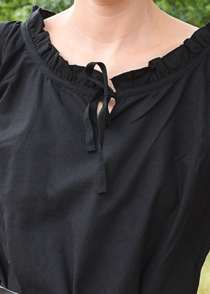 Mittelalter Bluse mit 3/4 Arm, schwarz