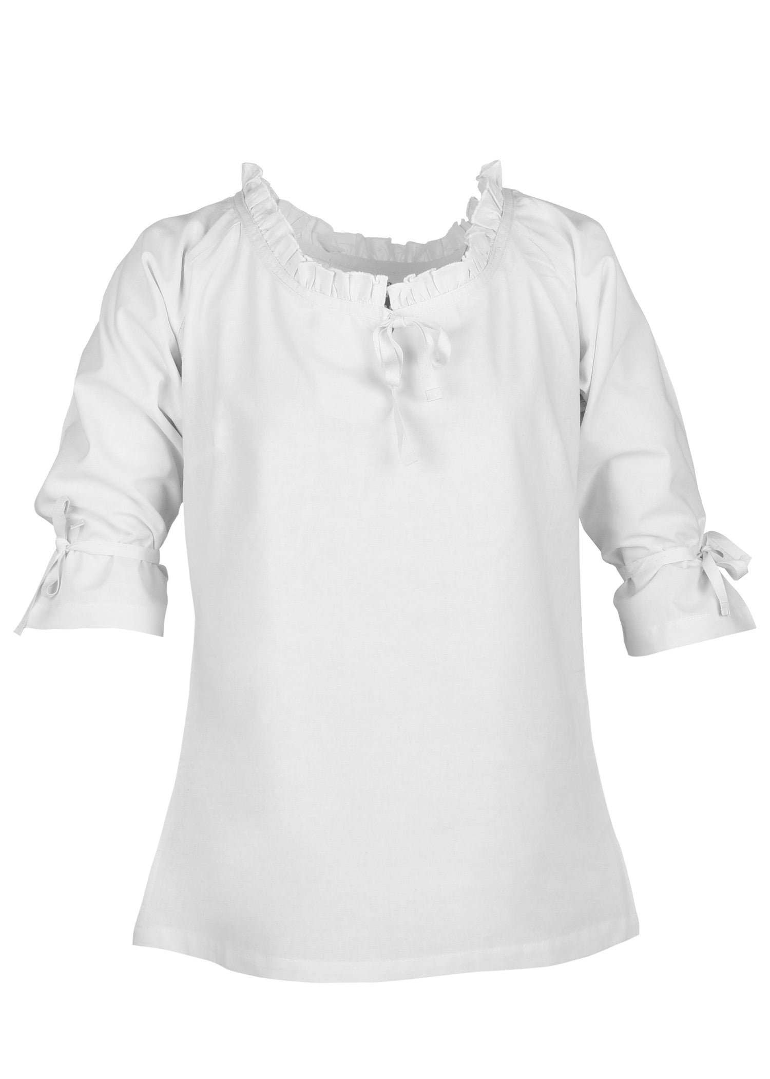 Mittelalter Bluse mit 3/4 Arm, weiß