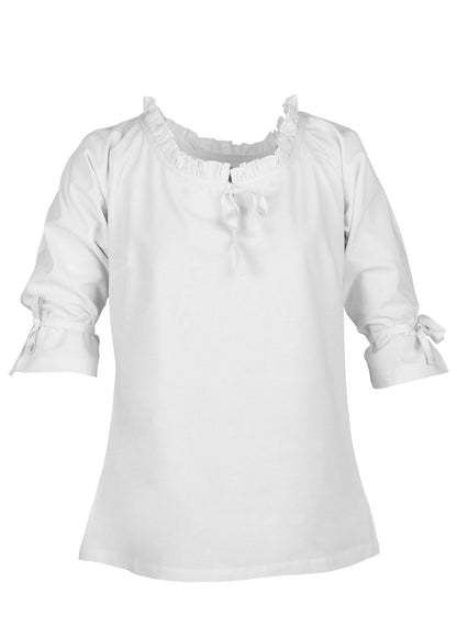 Mittelalter Bluse mit 3/4 Arm, weiß