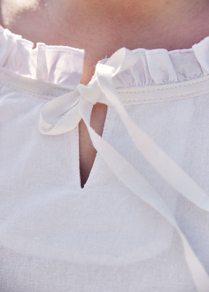 Mittelalter Bluse mit 3/4 Arm, weiß