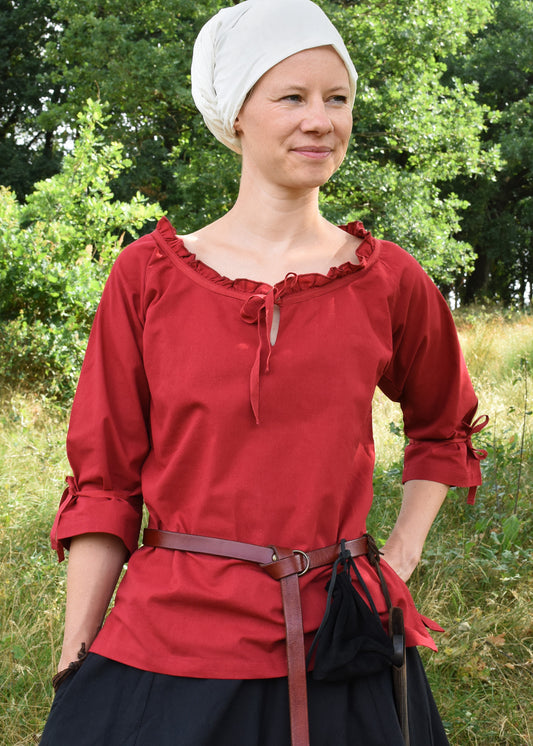 Mittelalter Bluse mit 3/4 Arm,  rot