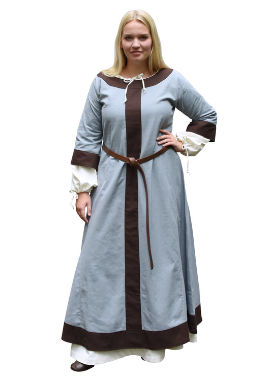 Mittelalterkleid, blaugrau/braun