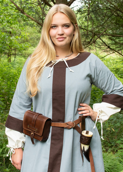 Mittelalterkleid, blaugrau/braun