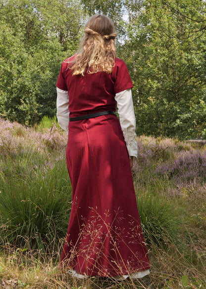 Kurzärmelige Cotehardie, Mittelalterkleid, weinrot