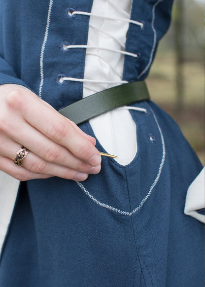 Mittelalterkleid mit Höllenfenstern blau/natur