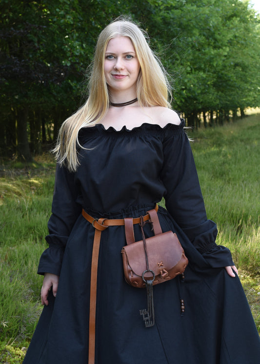 Mittelalter Bluse, schulterfrei, schwarz