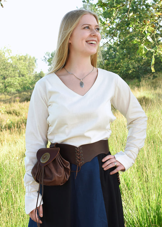 Mittelalterliche Bluse mit Schnürung natur