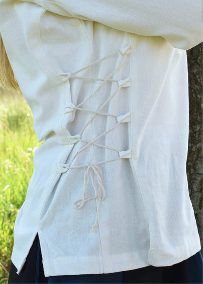 Mittelalterliche Bluse mit Schnürung natur