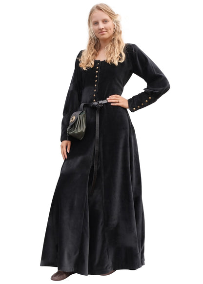 Cotehardie aus Samt, Mittelalterkleid, schwarz