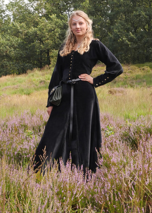 Cotehardie aus Samt, Mittelalterkleid, schwarz