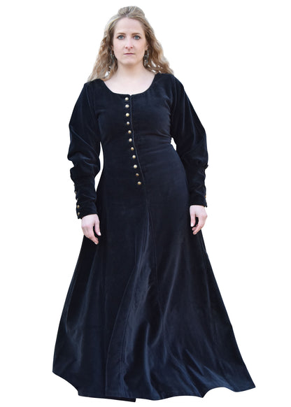Cotehardie aus Samt, Mittelalterkleid, schwarz