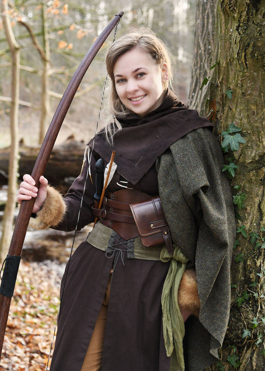 Mittelalterkleid mit Schnürungen, braun