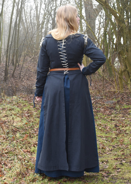 Mittelalterkleid mit Schnürungen, dunkelblau