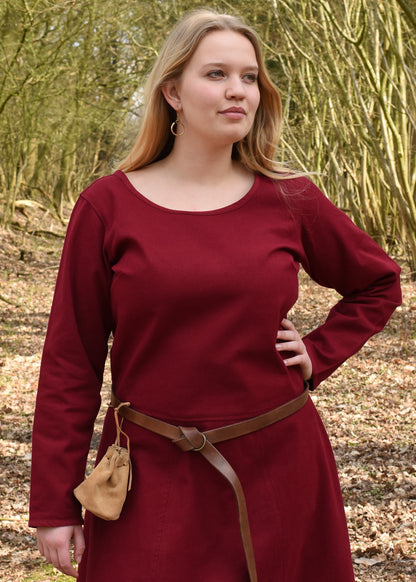Schlichtes Mittelalterkleid aus festem Canvas, weinrot
