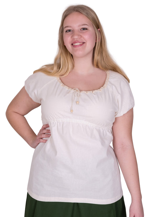 Mittelalterliche Kurzarm Bluse, natur
