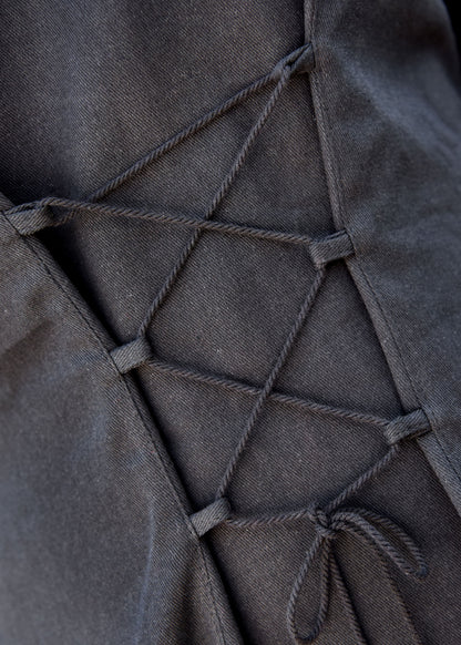 Mittelalterkleid mit Samt-Details, schwarz
