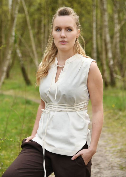 Ärmellose Fantasy Bluse, natur