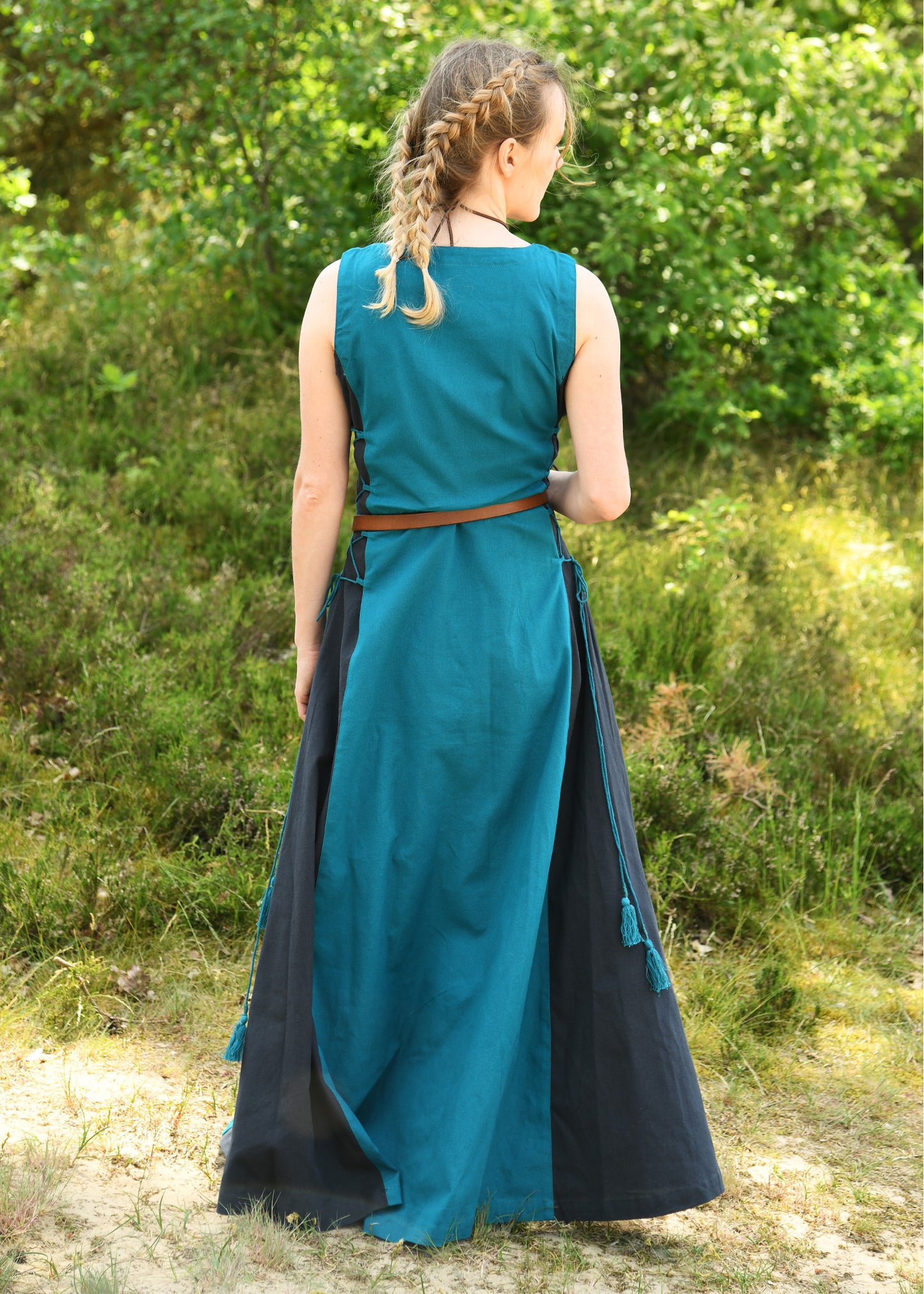 Ärmelloses Überkleid, Trägerkleid, petrol/dunkelblau
