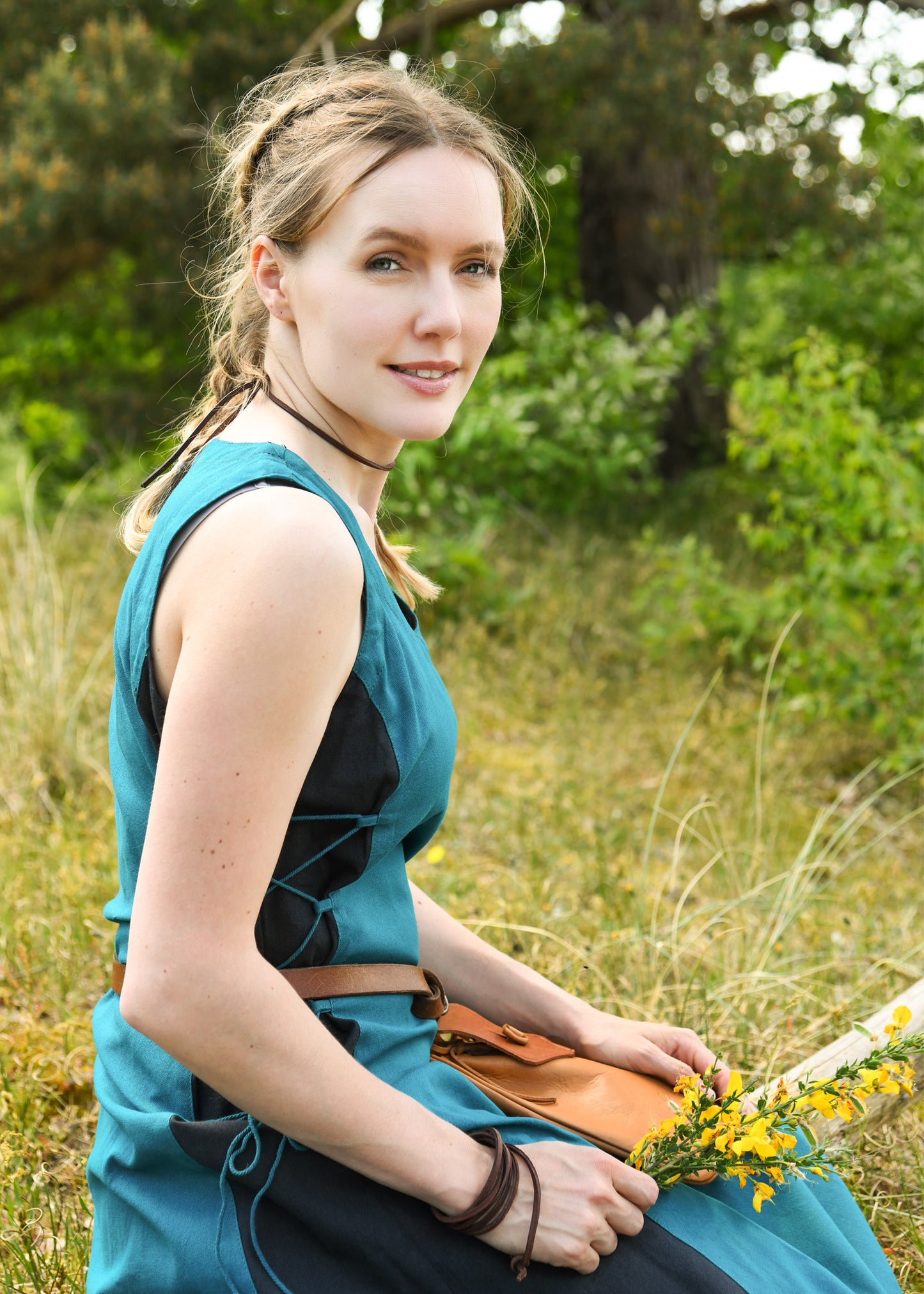 Ärmelloses Überkleid, Trägerkleid, petrol/dunkelblau