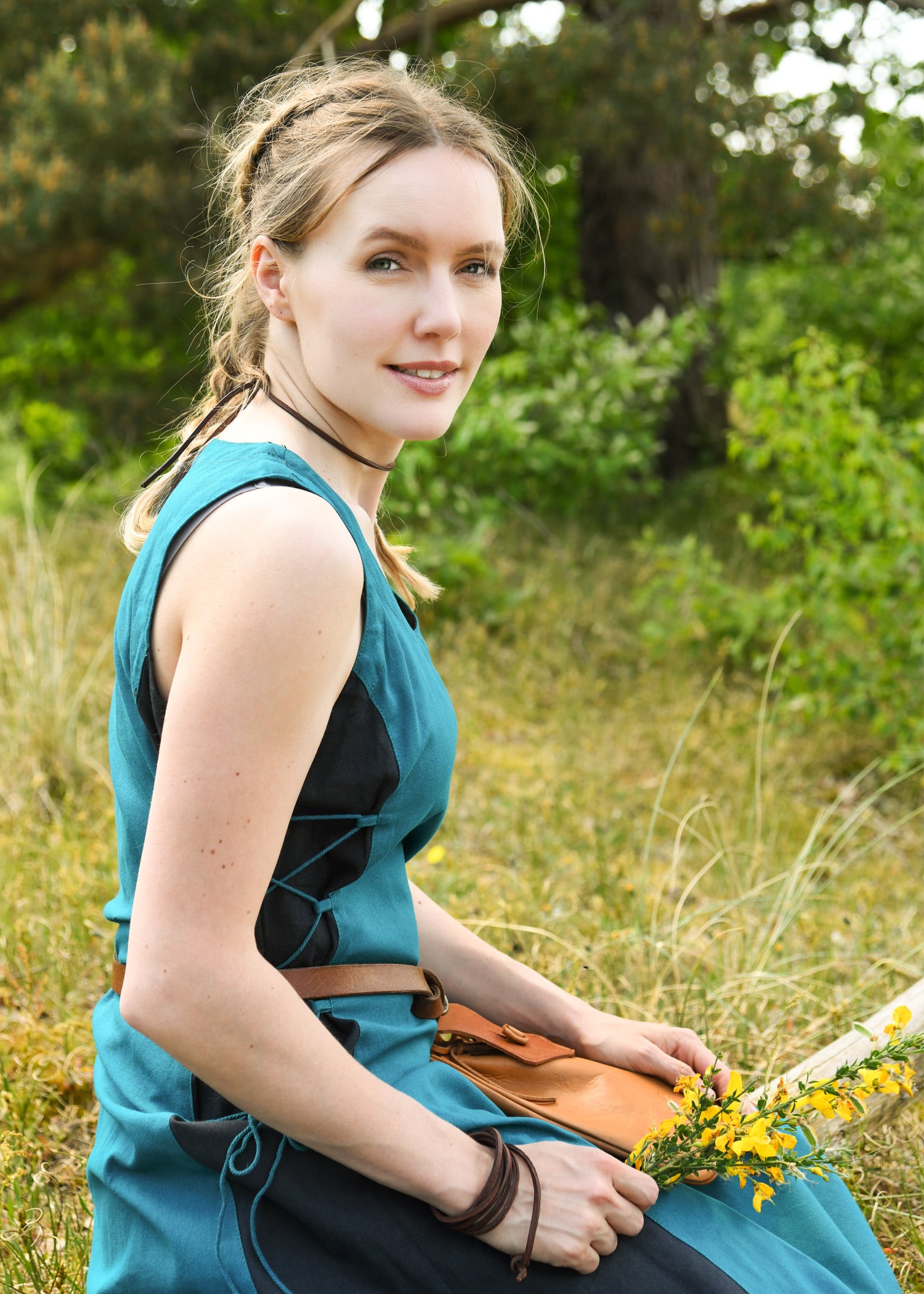 Ärmelloses Überkleid, Trägerkleid, petrol/dunkelblau