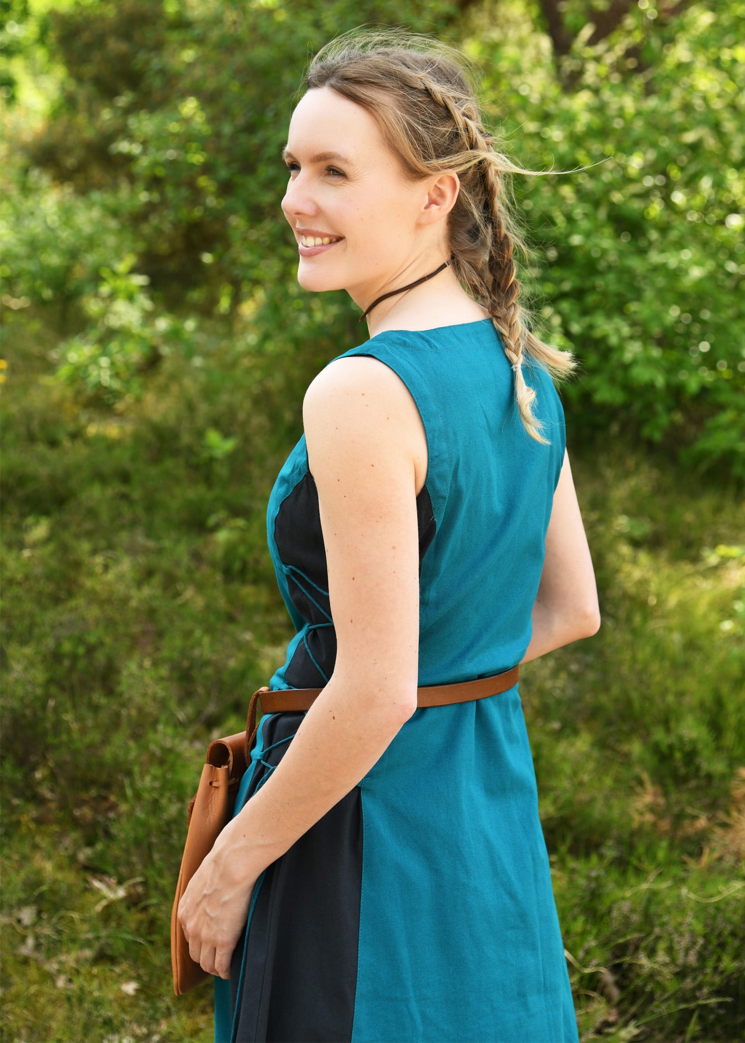 Ärmelloses Überkleid, Trägerkleid, petrol/dunkelblau