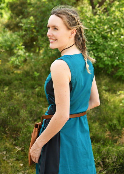 Ärmelloses Überkleid, Trägerkleid, petrol/dunkelblau