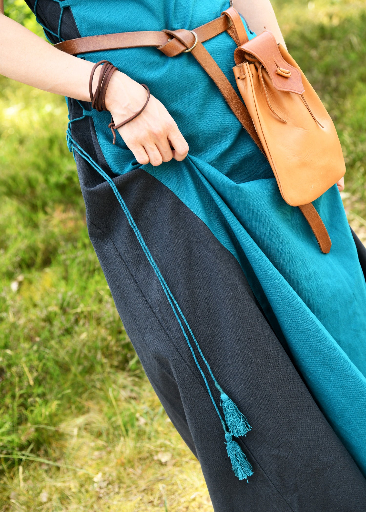 Ärmelloses Überkleid, Trägerkleid, petrol/dunkelblau