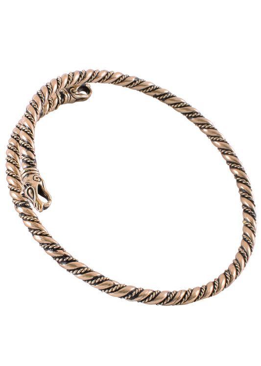 Wikinger Oberarmreif mit Wolfskopf aus Bronze
