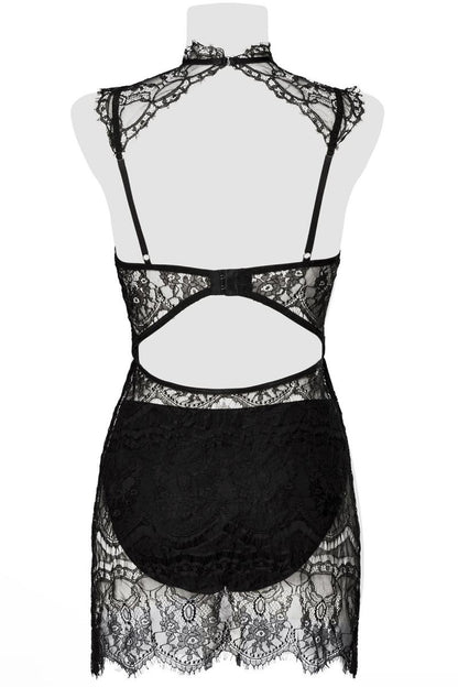 schwarzes Spitzen Negligé 15310 von Grey Velvet S- XL