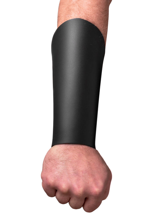Kurze Kampfstulpe, schwarz mit Lederband
