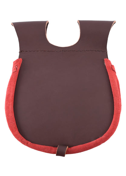 Mittelalterliche Gürteltasche aus Leder, rot oder braun
