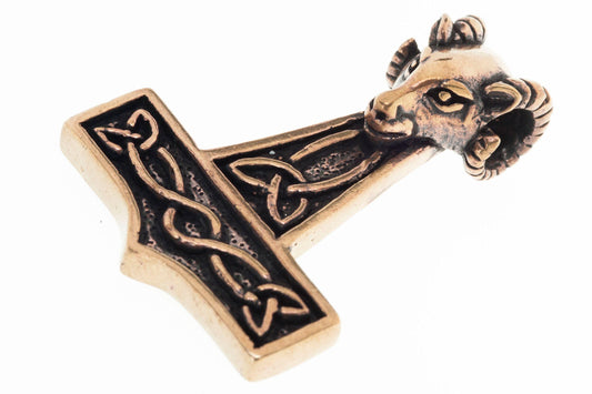 Großer Thorshammer mit Widderkopf aus Bronze, Anhänger