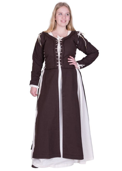 Mittelalterkleid mit Schnürungen, braun