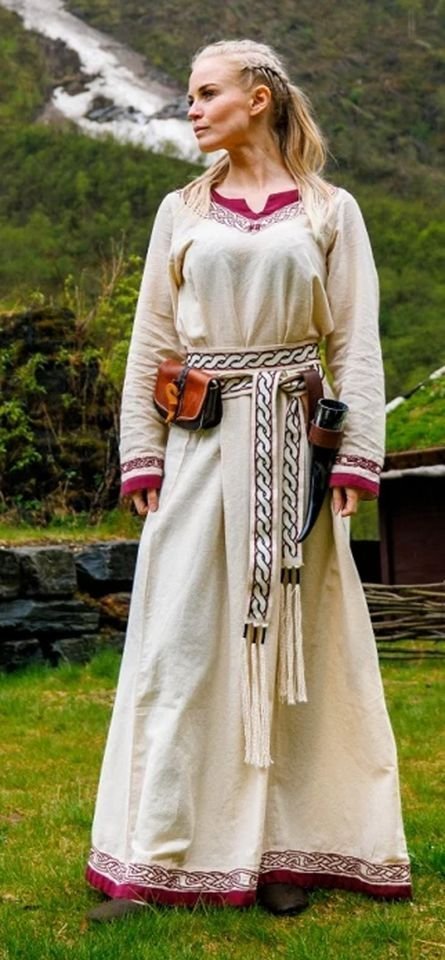 SALE Wikinger Kleid Natur/Rot L