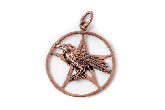 Odins Rabe im Pentagramm Bronze Anhänger