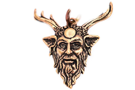 Keltischer Cernunnos / Greenman Waldgott mit Hirsch Anhänger aus Bronze