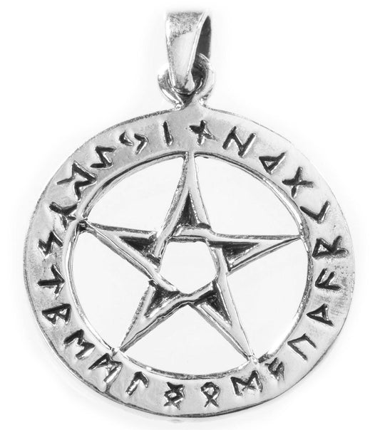 Pentagramm mit Runen Silber Anhänger