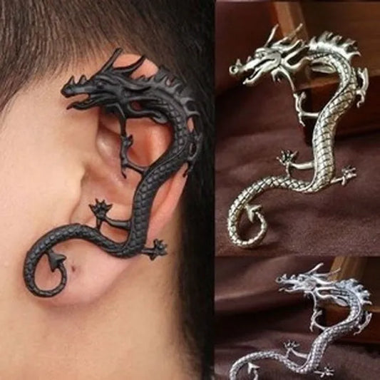 Drachen Ohrring Ohrwrap in Schwarz oder Silber