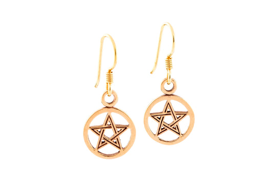Schutz&#038; Wunsch Druidinnen Ohrhänger /Ohrringe mit Pentagramm aus Bronze