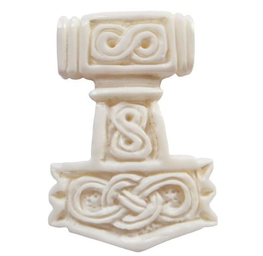 Wikinger Thorshammer Mjölnir Schmuck-Anhänger  Handarbeit aus Knochen