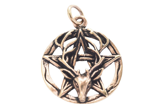 Cernunnos Hirsch &#038; Pentagramm Bronze Anhänger