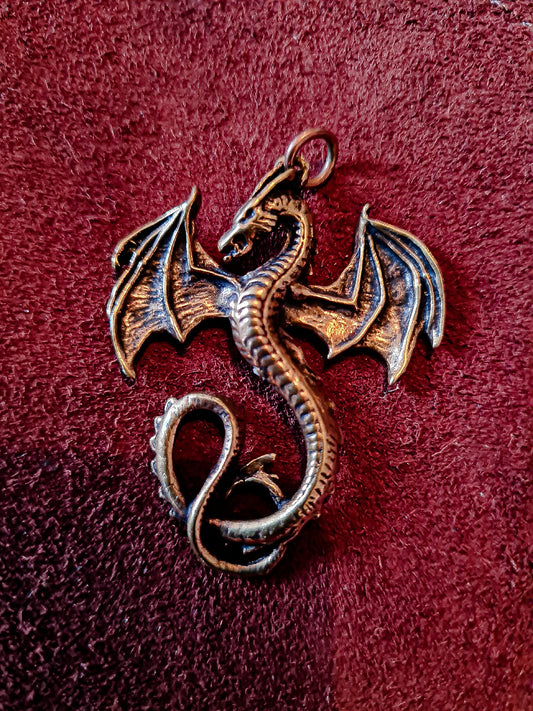Großer Glücks Drachen als Bronze Anhänger