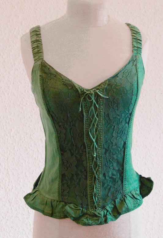 Mittelalterliches Fantasy Miedertop in Grün Gr.S