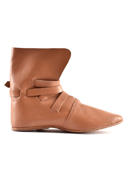 Spätmittelalterlicher Schnallenschuh, hellbraun