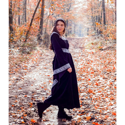 Mittelalterliches Fantasy Adelskleid schwarz