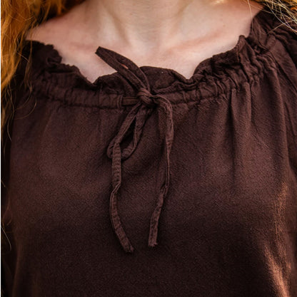 Mittelalterliches Bodenlanges Kurzarmkleid Braun